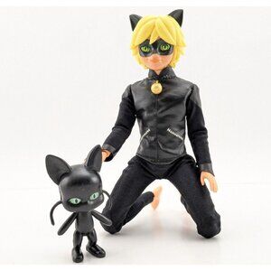 Miraculous Ladybug Cat Noir Doll 11" with Plagg Figure 3" Incomplete